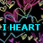Animated icon displays 'I HEART you a lot!!!' text with heart symbols and color transitions on dark and white backgrounds.