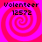 Four identical pixelated display pink and red spiral patterns with black text reading "Volenteer" above "12572" on a bright magenta background