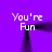 Purple background with four instances of the text 'You're Fun' in white pixelated font, each positioned around a central black and purple gradient shape.