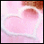 A pink heart-shaped object with a white outline appears on a light pink background, later displaying the text 'sweet on you' in pixelated black letters.