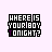 Pixelated text icon with 'WHERE IS YOUR BOY TONIGHT?' in black and white, animated purple highlight cycling through letters of 'TONIGHT'.