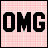 18 shows a pink checkered background with black "OMG" text and gray "oh gee" script, where red stars and exclamation marks animate across frames