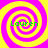 Four identical spiral patterns with alternating pink and yellow colors, each containing the text 'Lauren' in green pixelated font.