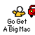 Pixel art buddy icon set featuring yellow figures, red cars, black roads with yellow lines, and McDonald's buildings under 'Go Get A Big Mac' text.