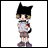 Pixelated anime-style character icon with black cat ears and tail on left, adjacent to stylized text logo on right against white background.