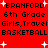 Red background with black pixelated text repeating 'BRANFORD 6th Grade Girls,Travel BASKETBALL' and white plus signs scattered throughout.