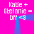 Pixelated text on bright pink background with blue gradient lines forming a frame around four identical text blocks.
