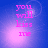 Blue background with pink text reading 'you will kiss me' and a soft glowing effect that shifts position across frames.