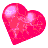 16 pink heart shapes in various orientations on a gray background, each with subtle shading and pixelation