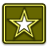 Static pixel art icon featuring a yellow star with white center on olive green background, framed by golden border.