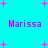 Cyan background with pink plus signs and repeated purple text 'Marissa' in pixelated font.