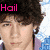 Pixelated image of three people with pink text overlays reading "Hail the gods!" on a gray background.
