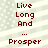 Pixelated text on a light background with diagonal stripes and small dots, displaying 'Live Long And ... Prosper' in two vertical arrangements.