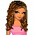 Pixelated image of a woman with long brown hair wearing a pink top, with text below reading "Cupid's arrow hit me" and a red heart symbol.