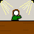 Pixel art animation of a green-shirted character with brown hair performing actions on two platforms under yellow spotlights, accompanied by "Hey YA!!" text.