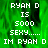 Pixelated green background with white text reading 'RYAN D IS 5000 SEXY...... IM RYAN D' in two identical vertical