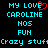 Pixelated cyan text on black background with red heart symbol replacing 'E' in 'LOVE', repeated across two side-by-side