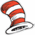 Red and white striped hat with curved brim, drawn in cartoon style on white background.