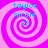 Four identical spiral-patterned icons display cyan text 'taylor nicole' and a 'C' symbol on pink and purple backgrounds.