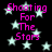 Black background with light blue stars and pink text reading "Shooting For The Stars" repeated in four sections.