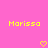 Yellow pixelated text "Morissa" appears twice on a solid pink background with two yellow heart symbols below.