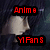 four anime-style character headshots with changing text overlays in red, yellow, green, and blue