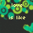 Pixelated green and yellow circular patterns on dark background with text fragments 'love', 'is like', 'battle', 'scene' in light yellow.