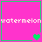 Pixelated pink background with green borders and repeated "watermelon" text, featuring heart and quote mark symbols in different positions across four
