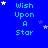 Blue background with repeated 'Wish Upon A Star' text in cyan, scattered white and light blue stars.