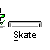 Pixelated character on gray background with green accents performing skateboarding actions