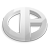 Pixelated silver oval icon with a stylized 'P' shape formed by negative space and solid white lines, set against a light gray background.