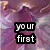 A four- displays text fragments over a purple and white swirled background, with the right empty