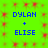 Bright green background with red starburst patterns; blue text "DYLAN + ELISE" repeated in four identical quadrants.
