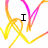 Animated icon with yellow and pink wavy lines on white background, displaying sequential text "I", "love", "Josh" in black pixelated font.