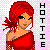 Pixel art icon of a red-haired woman in a one-shoulder dress with vertical text reading HOT TIE on the right side, set against a pink checkered background.