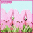 Pixelated static image of pink cherry blossom trees with green foliage under a light blue sky, framed by a pink border.