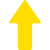 A solid yellow arrow pointing upward on a gray background, rendered in pixelated style with no additional details or text.