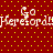 Red background with yellow dots and white text repeating 'Go Herefor dJ' in two , animated to shift horizontally