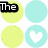 Pixelated of pastel circles with heart symbols and text fragments in black-and-white font