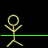 Animated stick figure with yellow outline performs zap action, showing sequential changes in speech bubble and text.