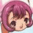 A 48x48 pixel animated buddy icon featuring a chibi-style anime character with pink hair on the left and text elements on the right, displayed as a contact sheet of two frames.
