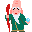 Pixelated character in green robe holding red staff and blue orb, with multiple poses showing hand positions.