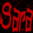 Static 48x48 pixel buddy icon featuring bold red stylized text on a dark background with visible dithering and low-resolution rendering artifacts.