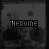 grayscale animated icons featuring the word 'HEROINE' with subtle pixel variations across frames, each icon showing a dark abstract background with circular and irregular shapes