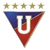 Five yellow stars above a blue-and-red triangular shape with a white 'U' in the center.