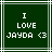 Dark green background with white lines, displaying 'I LOVE JAYDA <3' in pixelated text across two identical