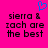 A bright pink background displays pixelated text and a blue heart symbol, with the text 'sierra & zach are the best' in two identical