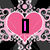 Pixelated image with pink hearts and text on a black-and-white patterned background, featuring multiple variations of 'KyLe' expressions.