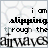 A 4-frame animated contact sheet showing a pixelated text animation of "i am slipping through the airwaves" with varying letter opacity and color shifts across frames.