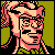 Pixelated 50x50 static icon of a character with pink hair and glasses against a green background, rendered in retro video game style.